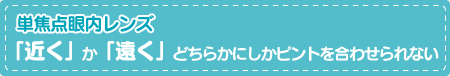 単焦点眼内レンズ「近く」か「遠く」どちらかにしかピントを合わせられない